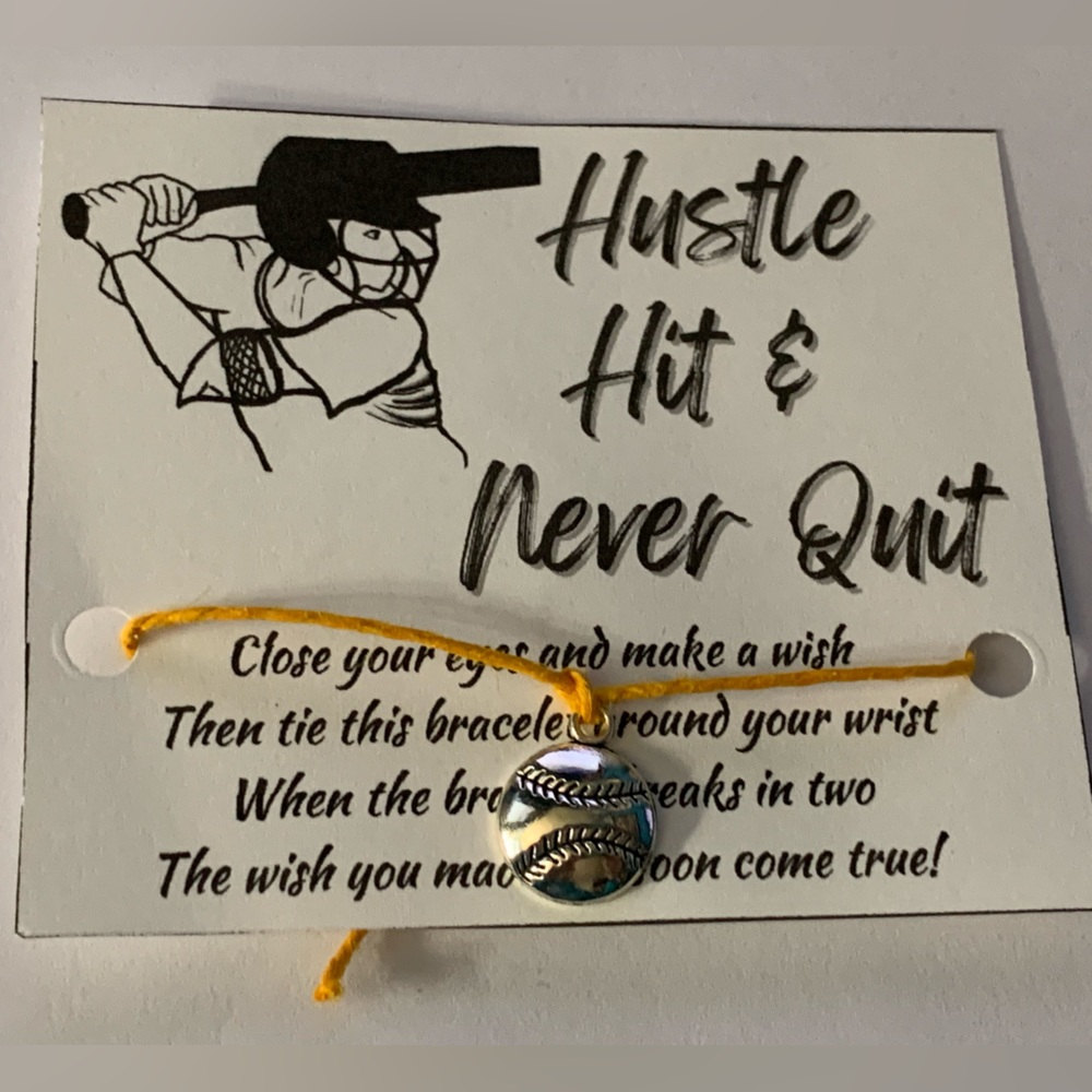 Handmade Softball Yellow Hemp Cord Wishing Bracelet Brand New